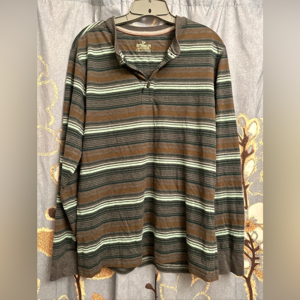 Outdoor Life Striped Long-sleeved Shirt, Large, Multicolor